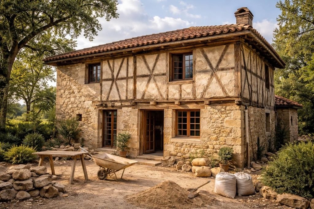découvrez comment rénover une maison de village dans le gers en utilisant des matériaux traditionnels comme la pierre et les colombages restaurés pour préserver son charme authentique.